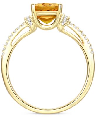 Amethyst (1-1/3 ct. t.w.) & Lab-Grown White Sapphire (1/4 ct. t.w.) Cushion Ring in 14k Gold-Plated Sterling Silver (Also in Additional Gemstones)