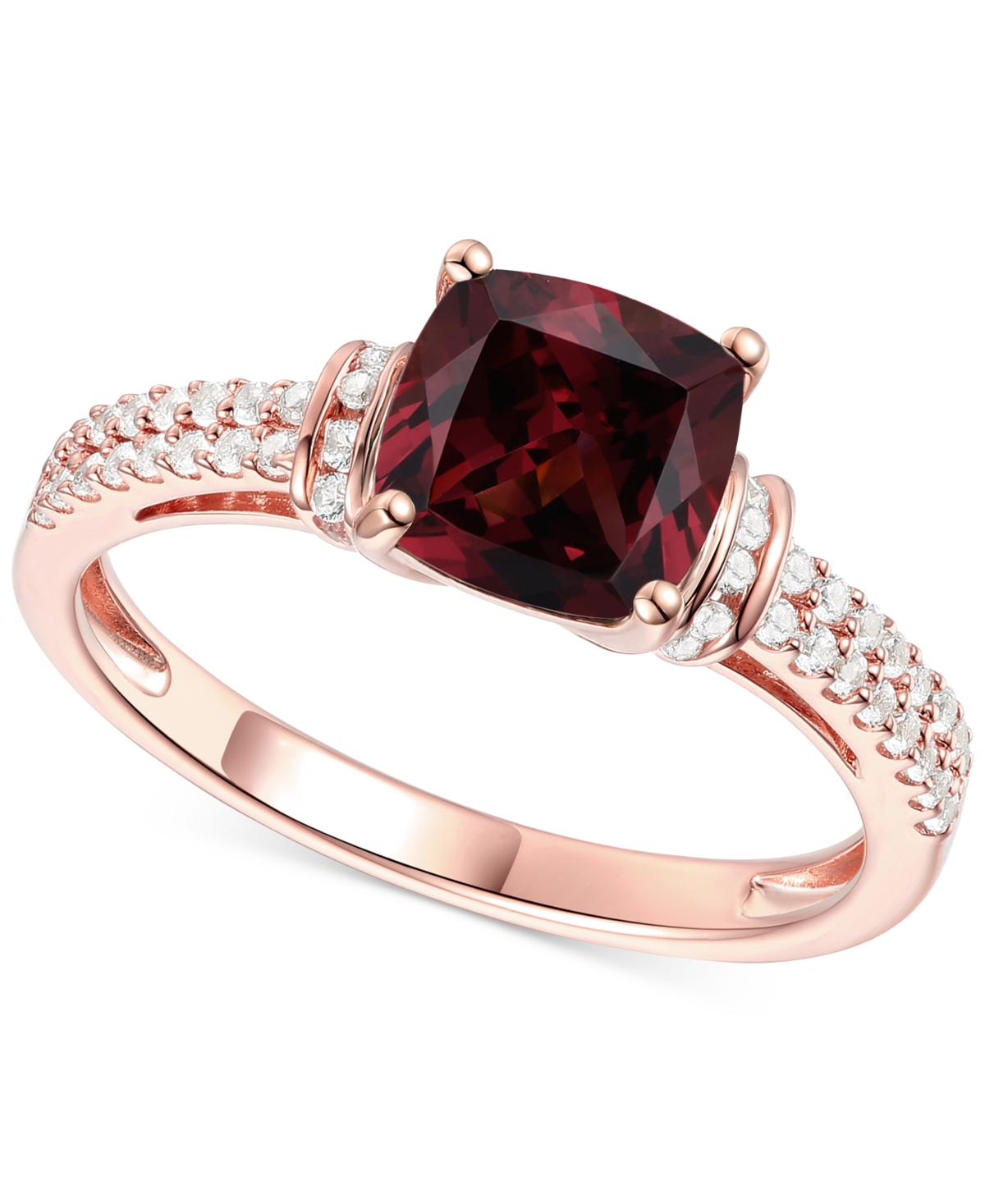 Macy's Amethyst (1-1/3 Ct. T.w.) & Lab-grown White Sapphire (1/4 Ct. T.w.) Cushion Ring In 14k Gold-plated In Garnet