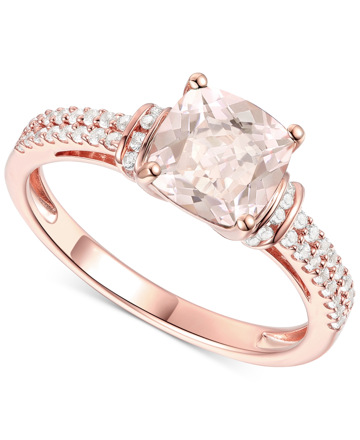 Macy's Amethyst (1-1/3 Ct. T.w.) & Lab-grown White Sapphire (1/4 Ct. T.w.) Cushion Ring In 14k Gold-plated In Morganite
