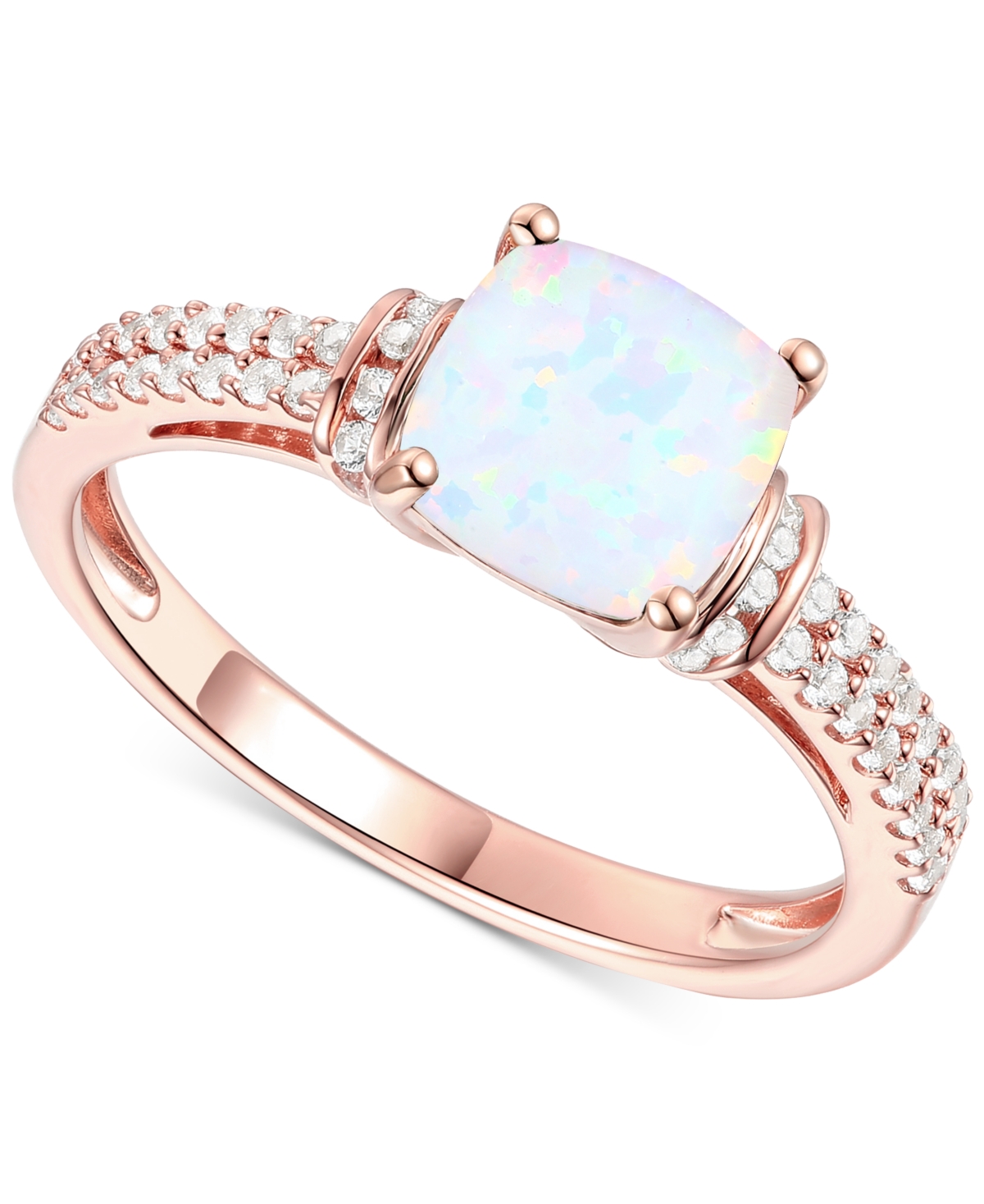 Shop Macy's Amethyst (1-1/3 Ct. T.w.) & Lab-grown White Sapphire (1/4 Ct. T.w.) Cushion Ring In 14k Gold-plated  In Opal