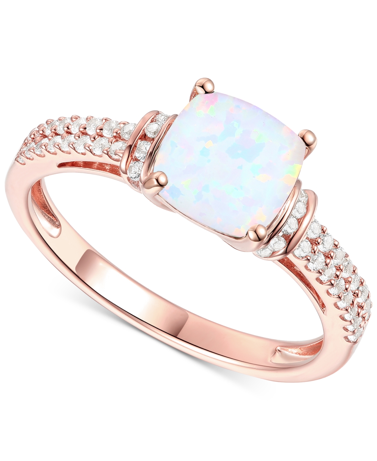 Macy's Amethyst (1-1/3 Ct. T.w.) & Lab-grown White Sapphire (1/4 Ct. T.w.) Cushion Ring In 14k Gold-plated In Opal