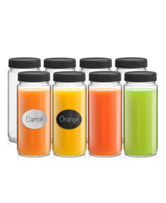 JoyJolt Glass Juice Bottles, 16 oz Glass Bottles with