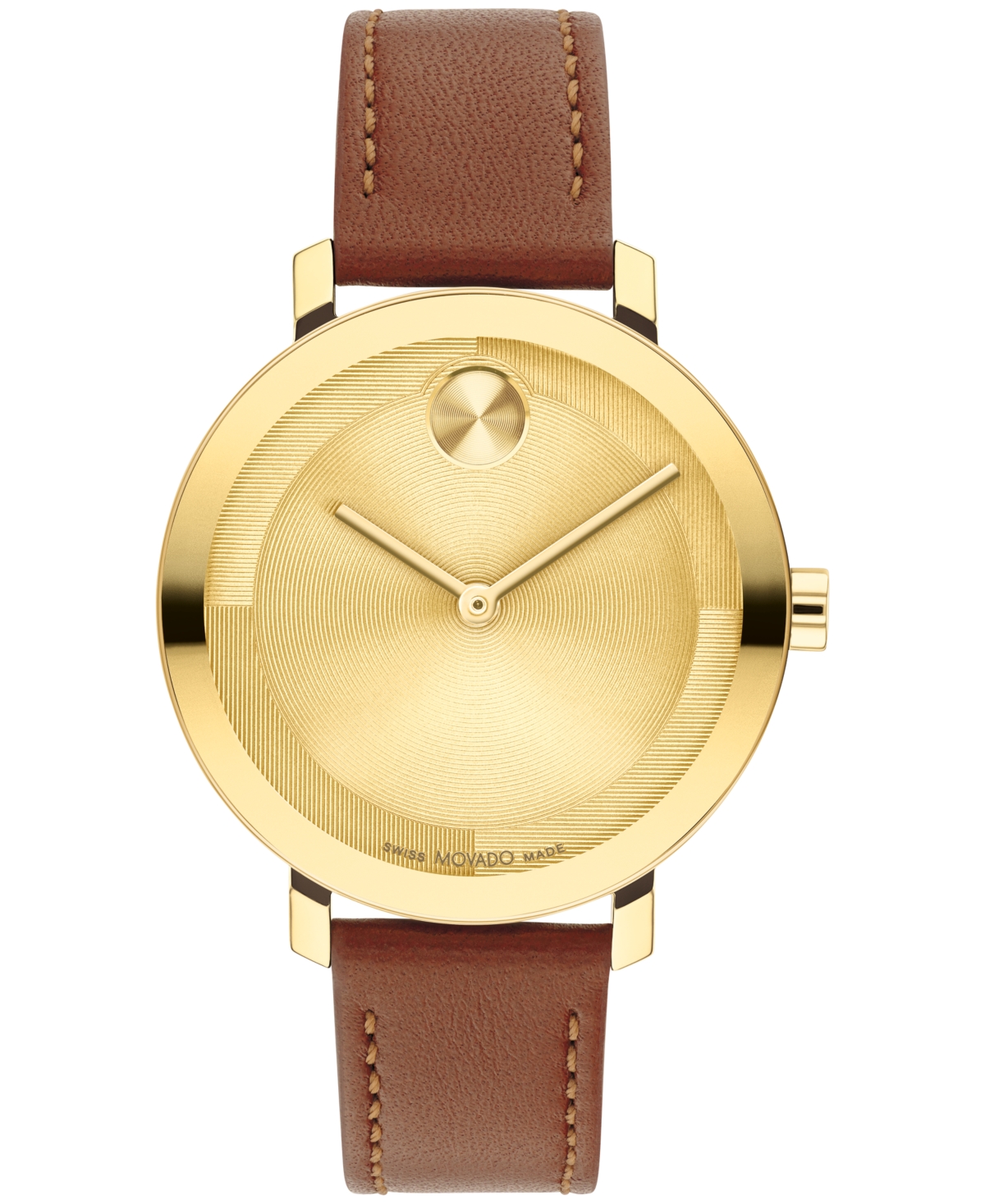 Movado Women's Bold Evolution 2.0 Yellow Goldtone Stainless Steel & Leather Strap Watch/34mm In Cognac