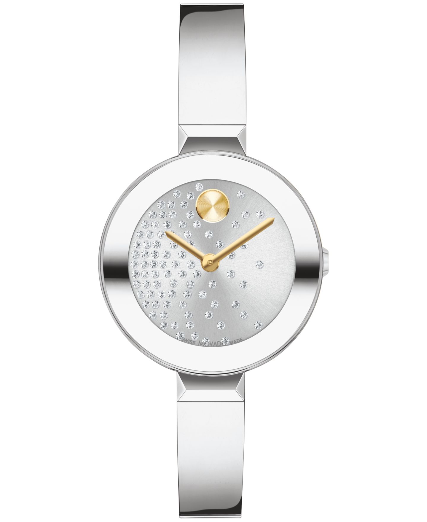 Женские часы Movado Bold Bangles Swiss Quartz Silver-Tone Stainless Steel Watch 28mm — фото 1