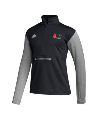 Men's Black Miami Hurricanes Sideline AEROREADY Half-Zip Top