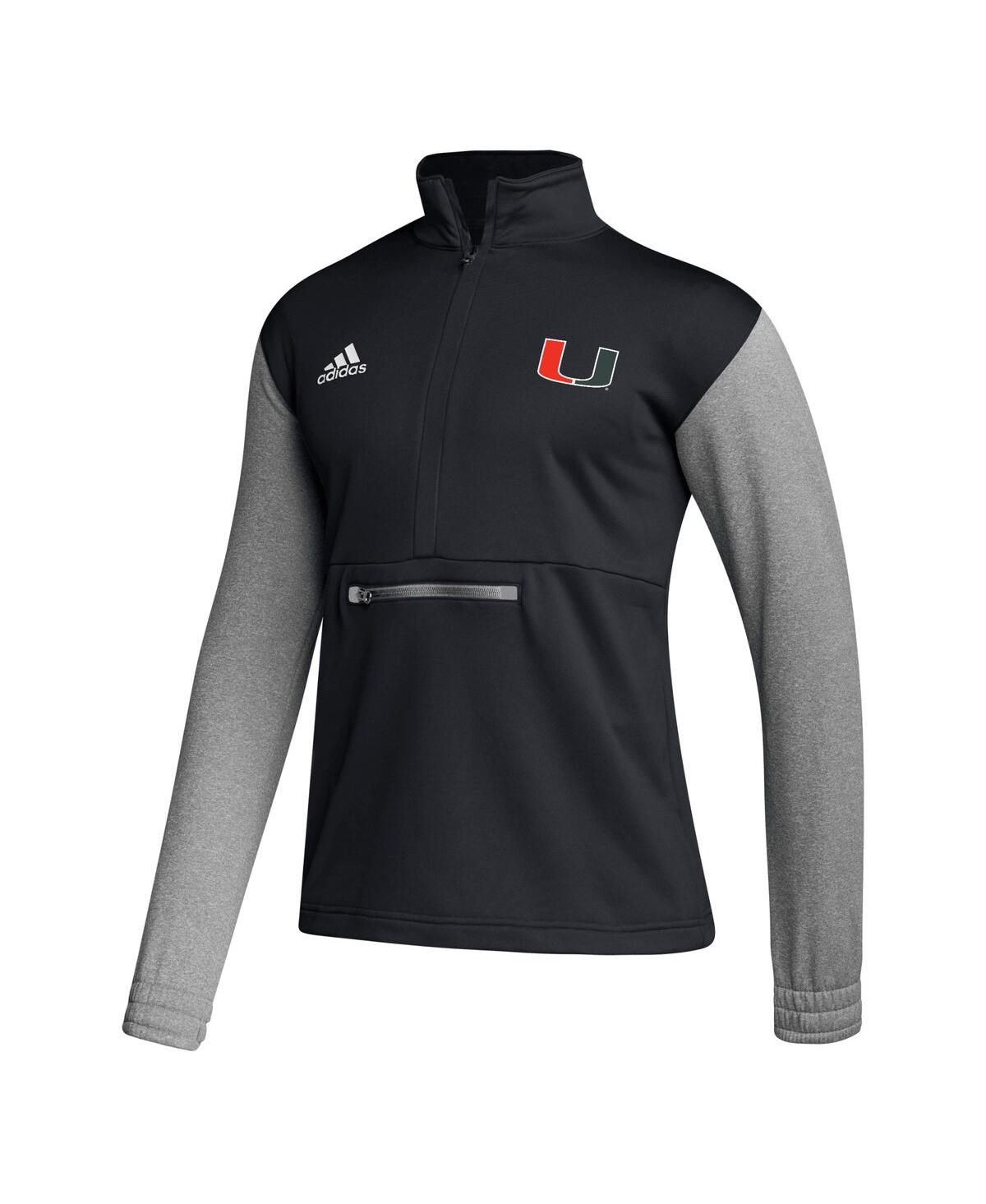 Men's adidasMiami Hurricanes Sideline Aeroready Half-Zip Top - Black