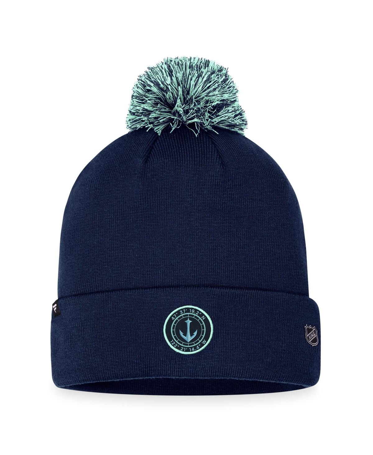 Fanatics Men's  Deep Sea Blue Seattle Kraken 2023 Nhl Draft Cuffed Knit Hat With Pom In Deep Sea Blue