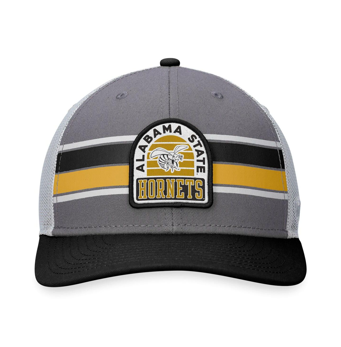 Мужская кепка Top of the World Black, Gray Alabama State Hornets Aurora Trucker Adjustable Hat — фото 2