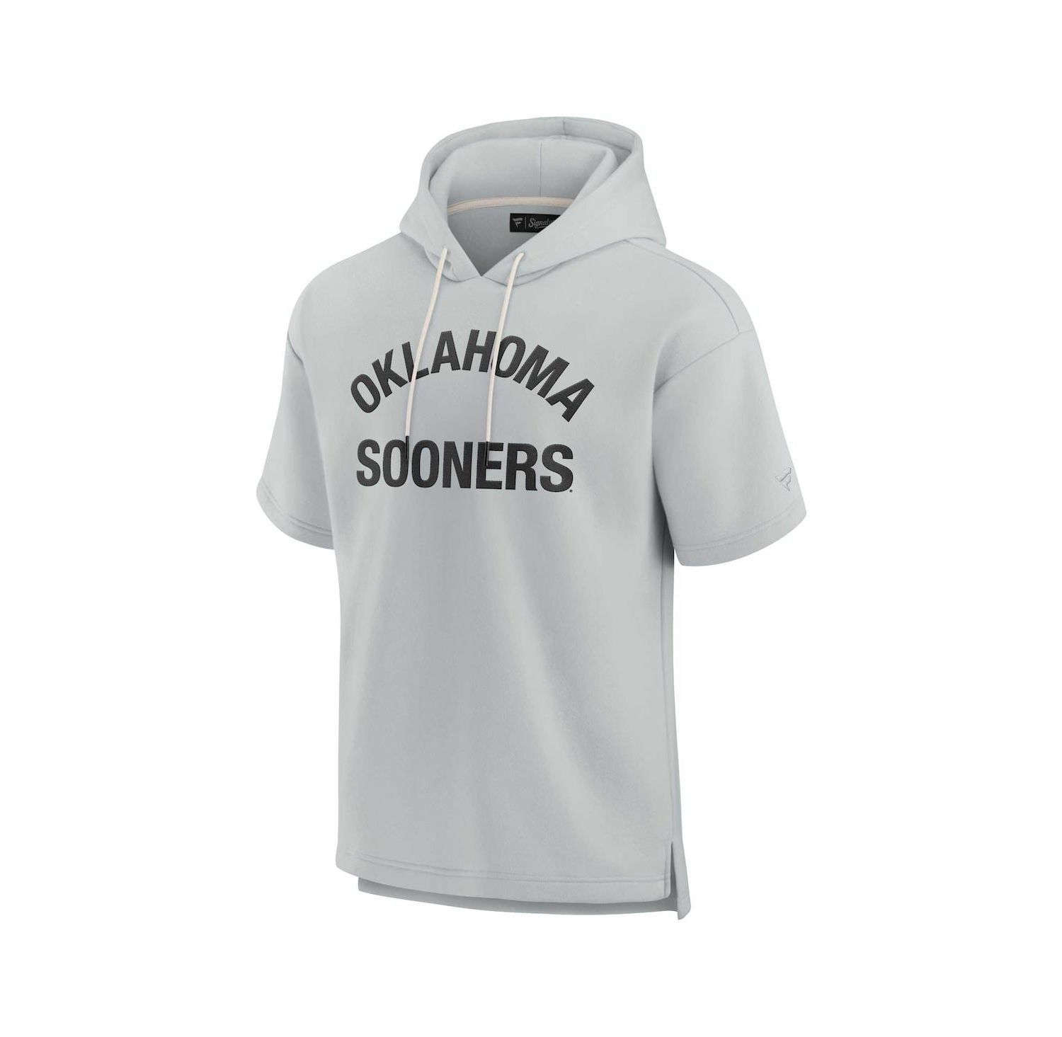 Men's and Women's Gray Oklahoma Sooners Super Soft Fleece Short Sleeve Pullover Hoodie