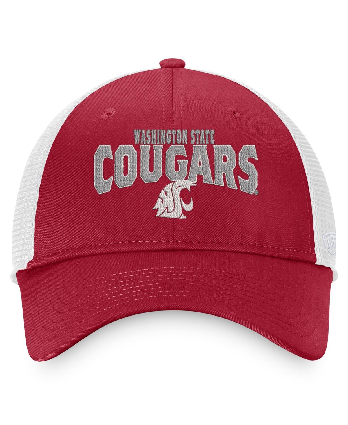 Shop Top Of The World Men's  Crimson, White Washington State Cougars Breakout Trucker Snapback Hat In Crimson,white