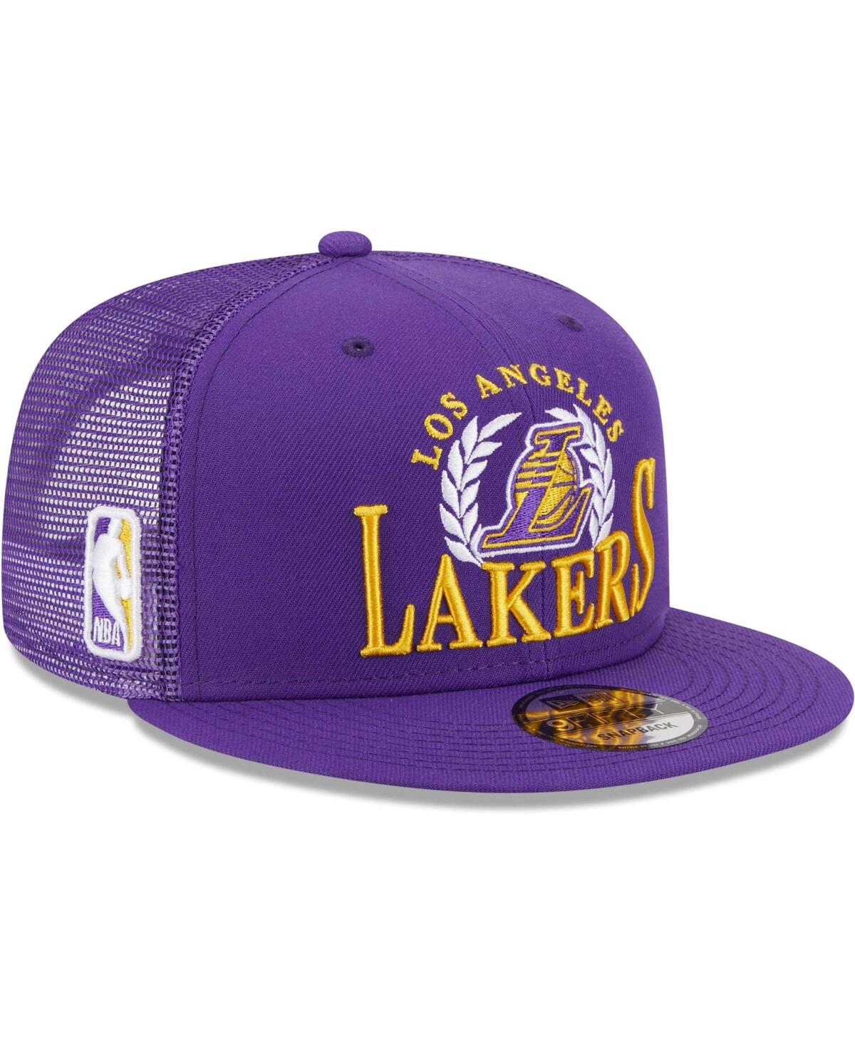 Shop New Era Men's  Purple Los Angeles Lakers Bold Laurels 9fifty Snapback Hat