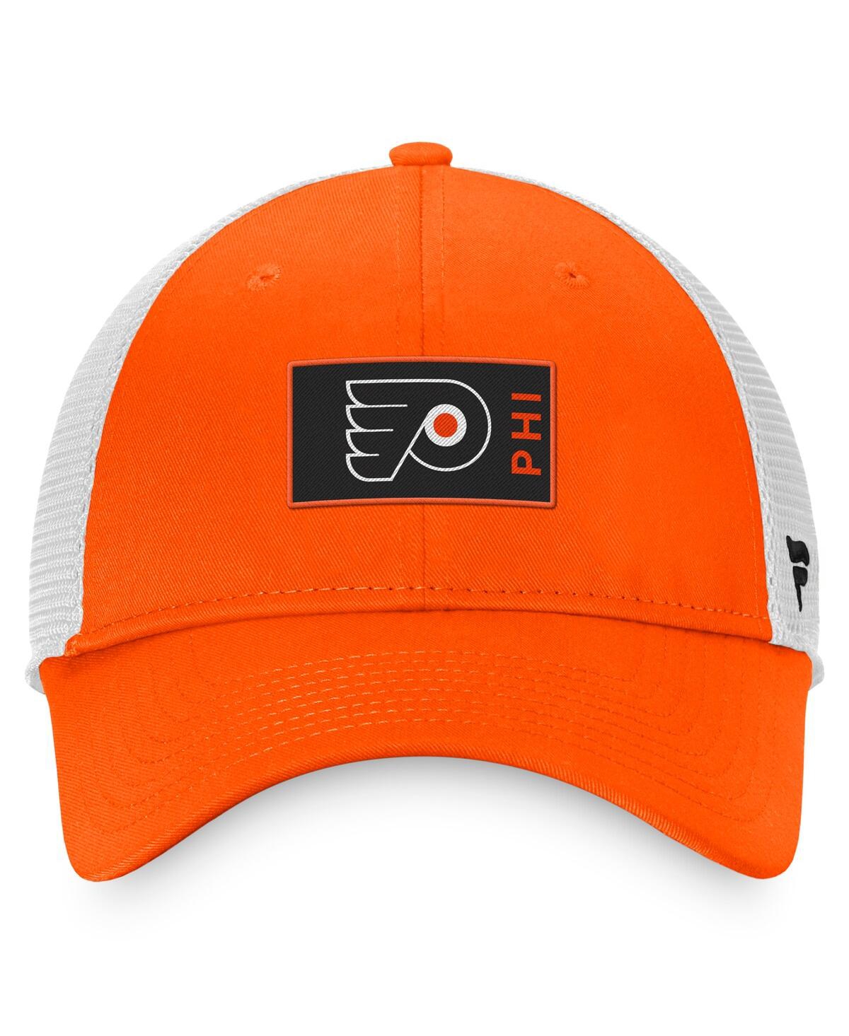 Shop Fanatics Men's  Orange Philadelphia Flyers Authentic Pro Rink Trucker Snapback Hat