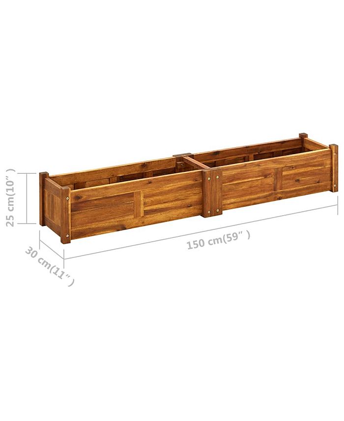 vidaXL Garden Raised Bed Acacia Wood 59"x11.8"x9.8" Macy's