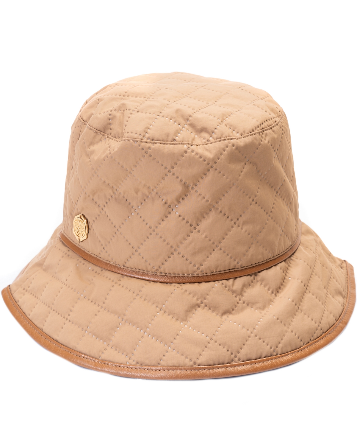 Vince Camuto Quilted Nylon Bucket In Tan