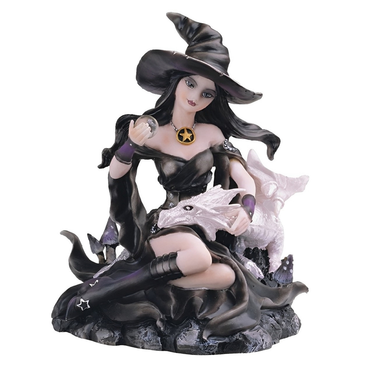 Fc Design 6"h Sorceress Witch With Black And White Dragon Statue Fantasy Decoration Figurine Home Decor Perfec In Multicolor