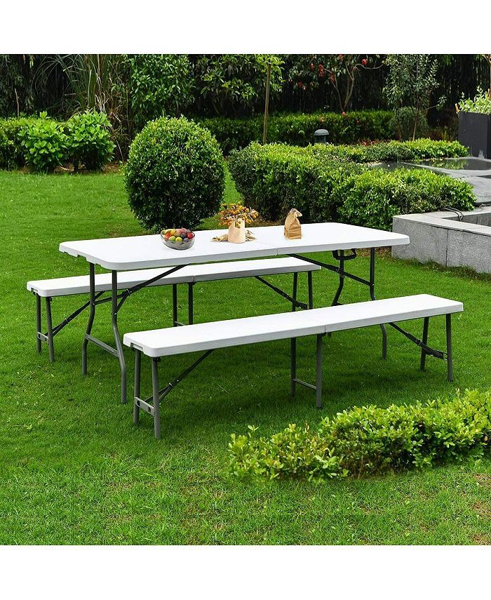 6 Ft. Plastic Folding Outdoor Ottoman With Carrying Handle, Portable