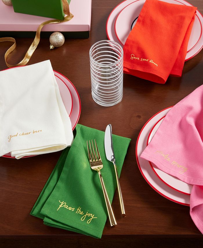 kate spade new york Holiday Cheers Cloth Napkins 4Pack Set, with
