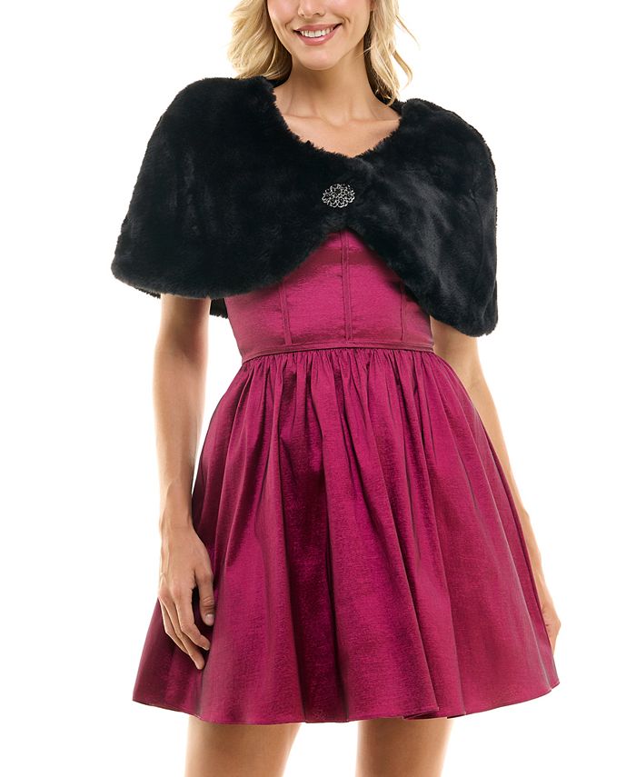 BCX Juniors Faux Fur Brooch Bolero Macy s