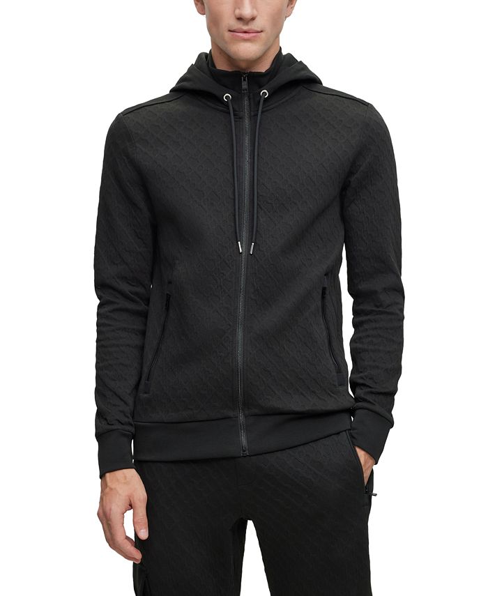 BOSS - Slim-fit jacket in monogram-jacquard stretch material