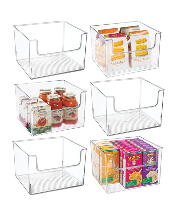 mDesign Plastic Kitchen Food Storage Bin with Lid, Small - 4 Pack - Clear