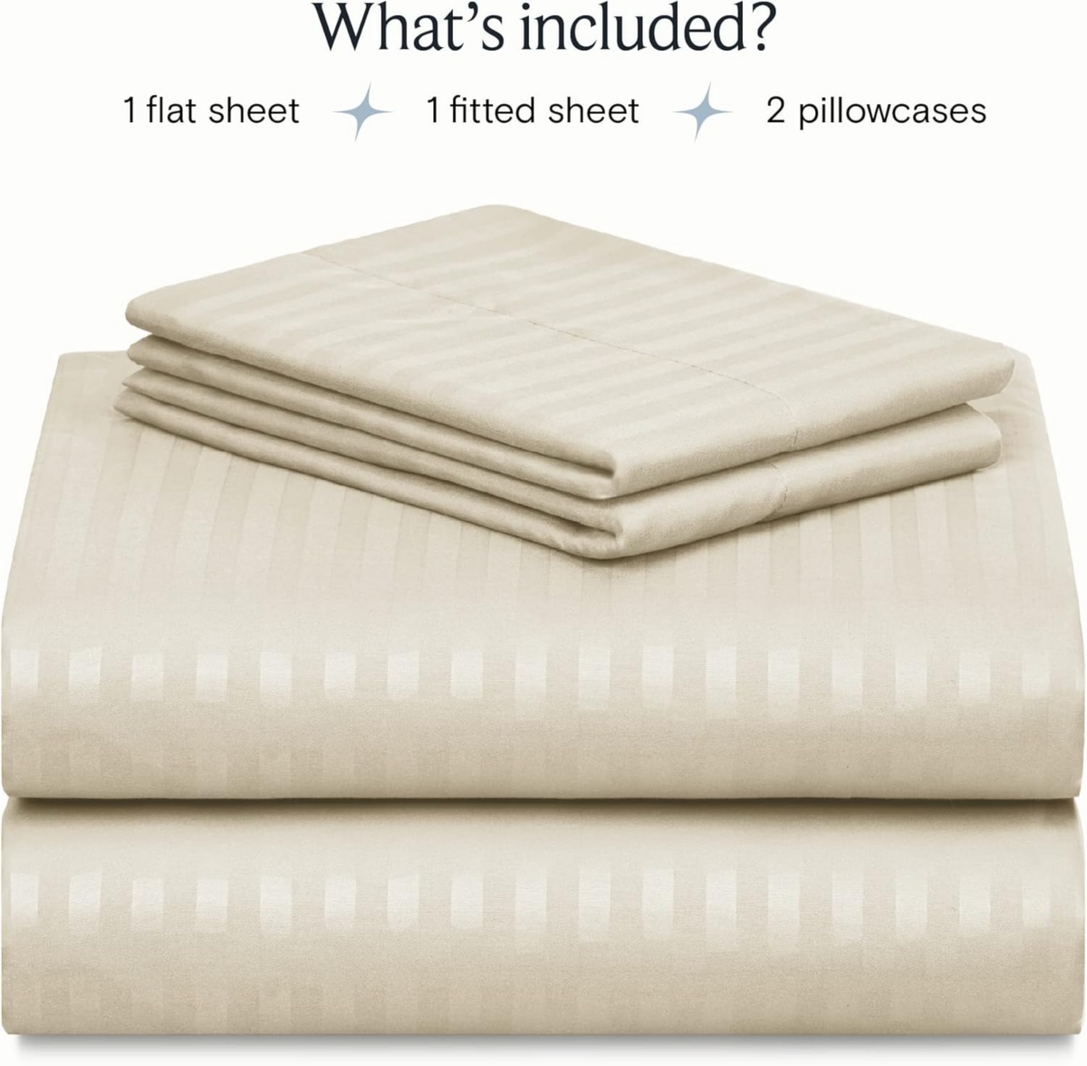 Luxclub 4 Pc Striped Rayon From Bamboo Solid Performance Sheet Set - Striped - cream