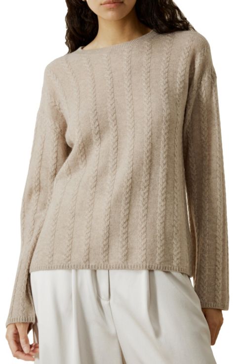 Женский свитер LILYSILK Semi-Sheer Cable-knit Cashmere, цвет: Бежевый