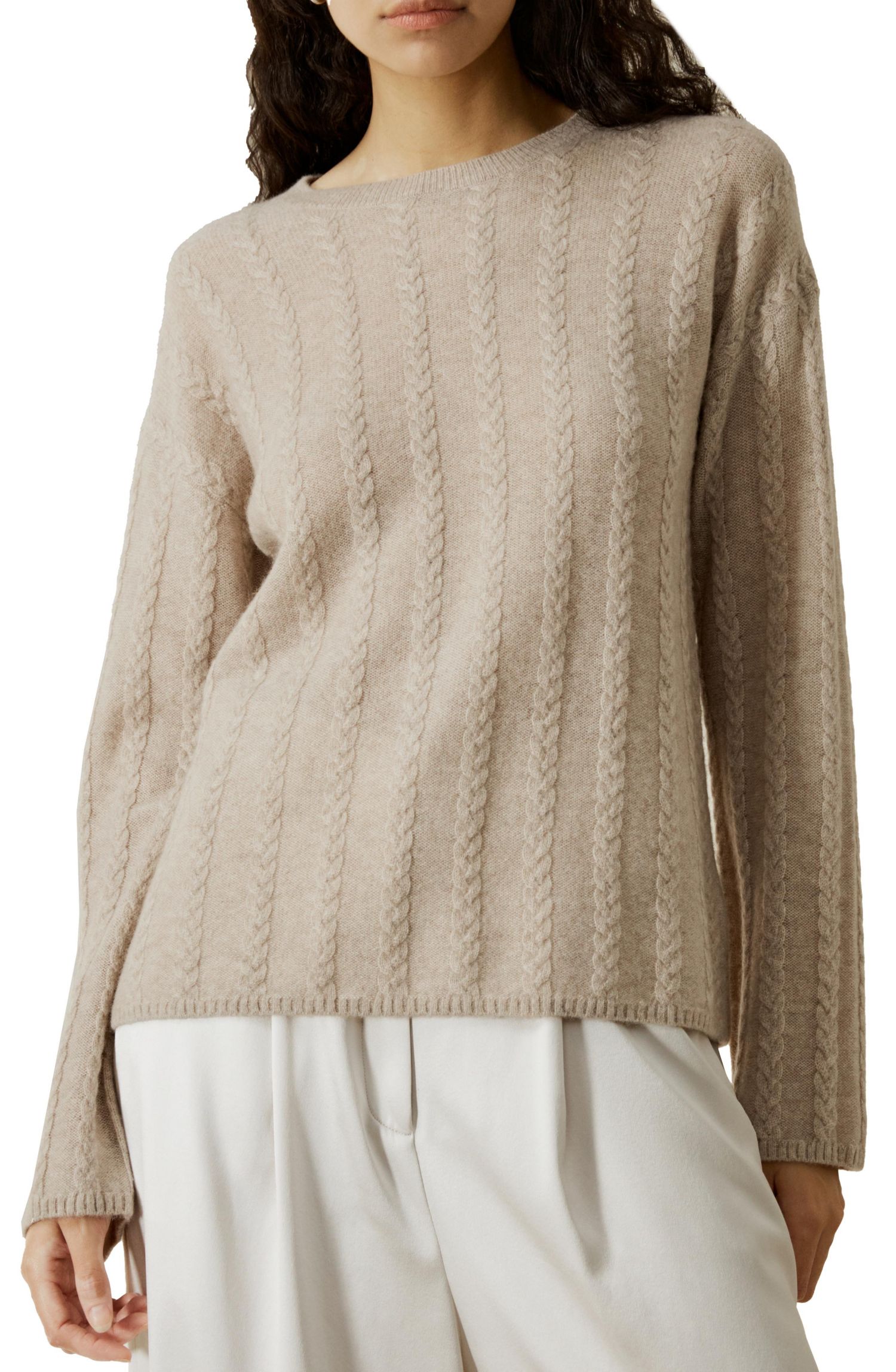 Women's Semi-Sheer Cable-knit Cashmere Sweater