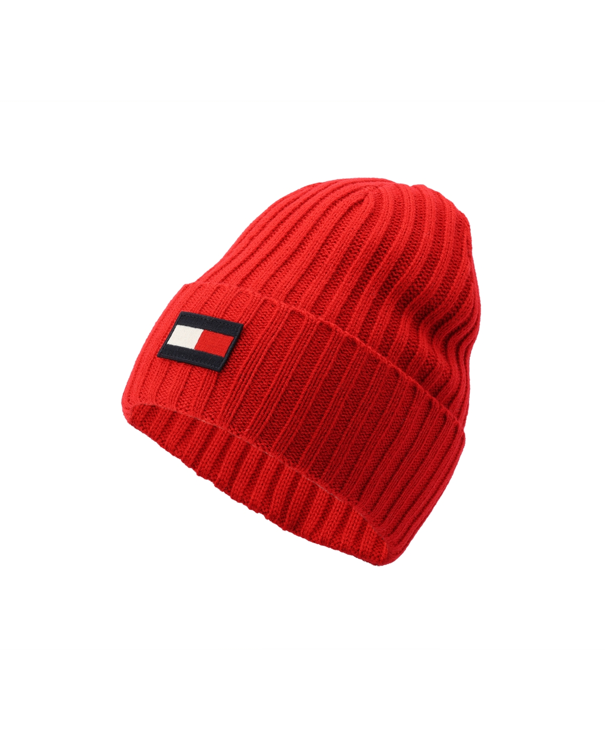 Tommy Hilfiger Men's Solid Shaker Cuff Hat With Ghost Patch In Apple Red