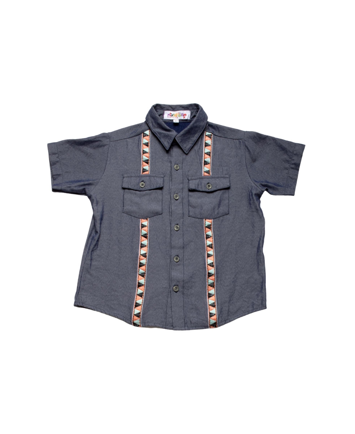 Mixed Up Clothing Little Boys Short Sleeves Button Down Pocket Shirt In Dark Blue