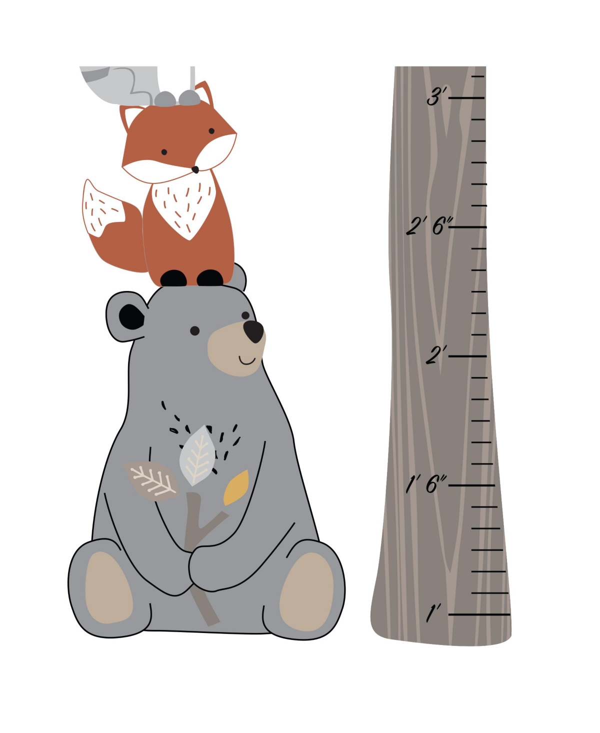 Lambs & Ivy Woodland Forest Tree with Animals Kids Growth Chart Wall Decals