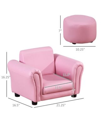 Kids Sofa Set with Footstool, Upholstered Armchair for Kids 18M+, Baby Sofa for Playroom, Children's Bedroom, Nursery Room, Pink
