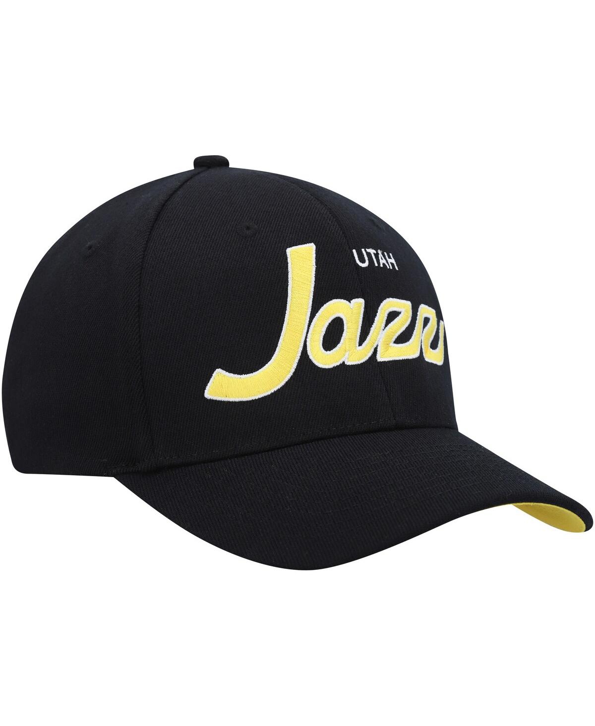 Mitchell & Ness Men's  Black Utah Jazz Mvp Team Script 2.0 Stretch Snapback Hat In Black