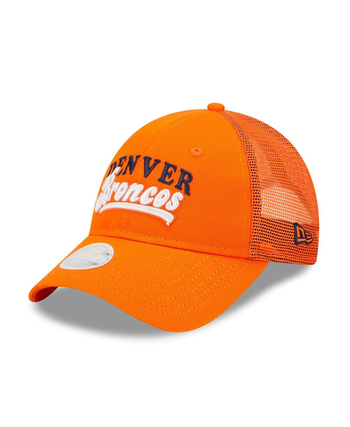 Women's New Era Orange Denver Broncos Team Trucker 9FORTY Snapback Hat - Orange