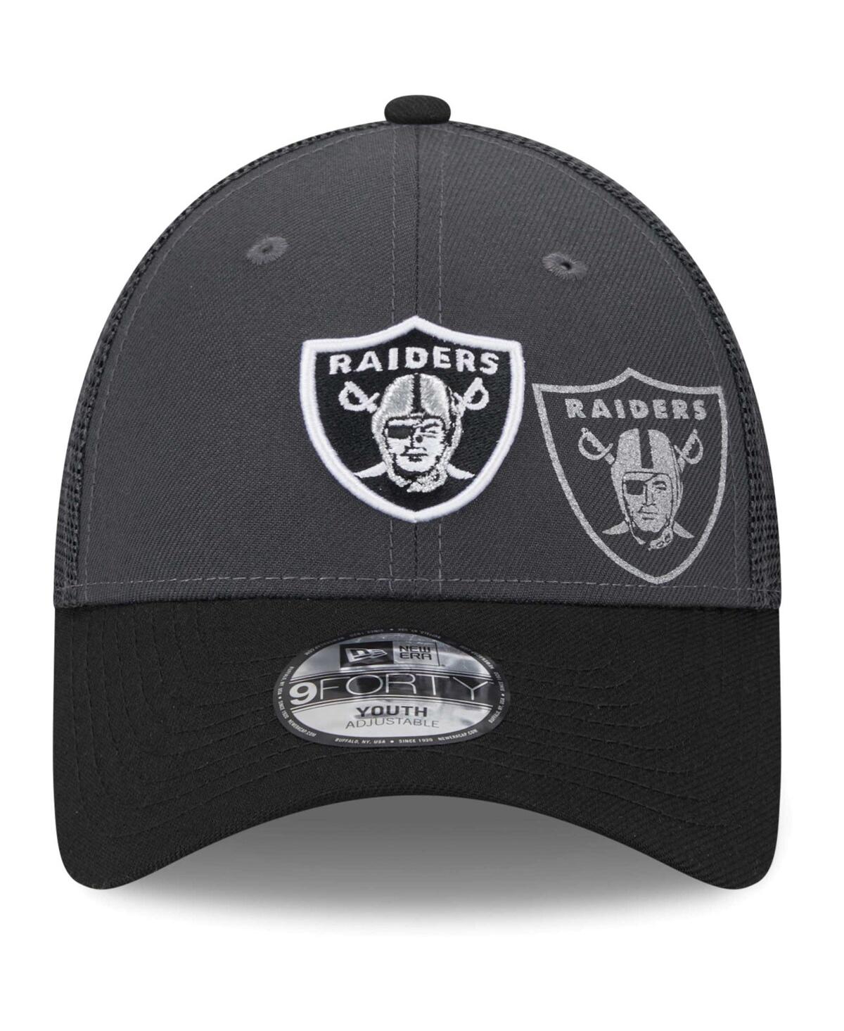 Big Boys and Girls New EraLas Vegas Raiders Reflect 9FORTY Adjustable Hat - Graphite