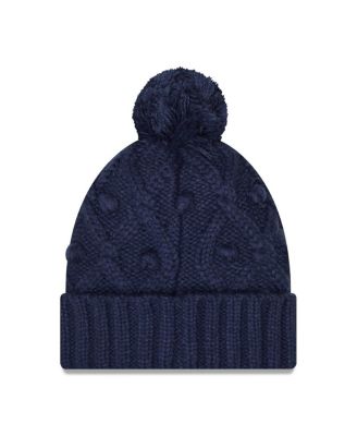 Big Girls College Navy Seattle Seahawks Toasty Cuffed Knit Hat with Pom