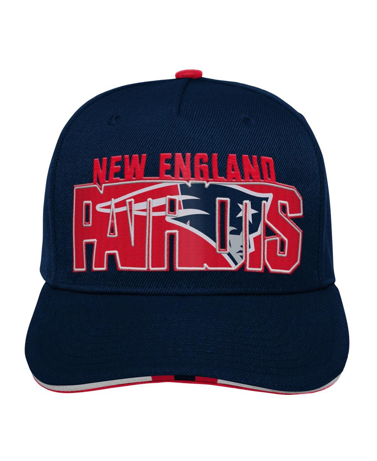 Outerstuff Big Boys And Girls Navy New England Patriots On Trend Precurved A-frame Snapback Hat In Navy