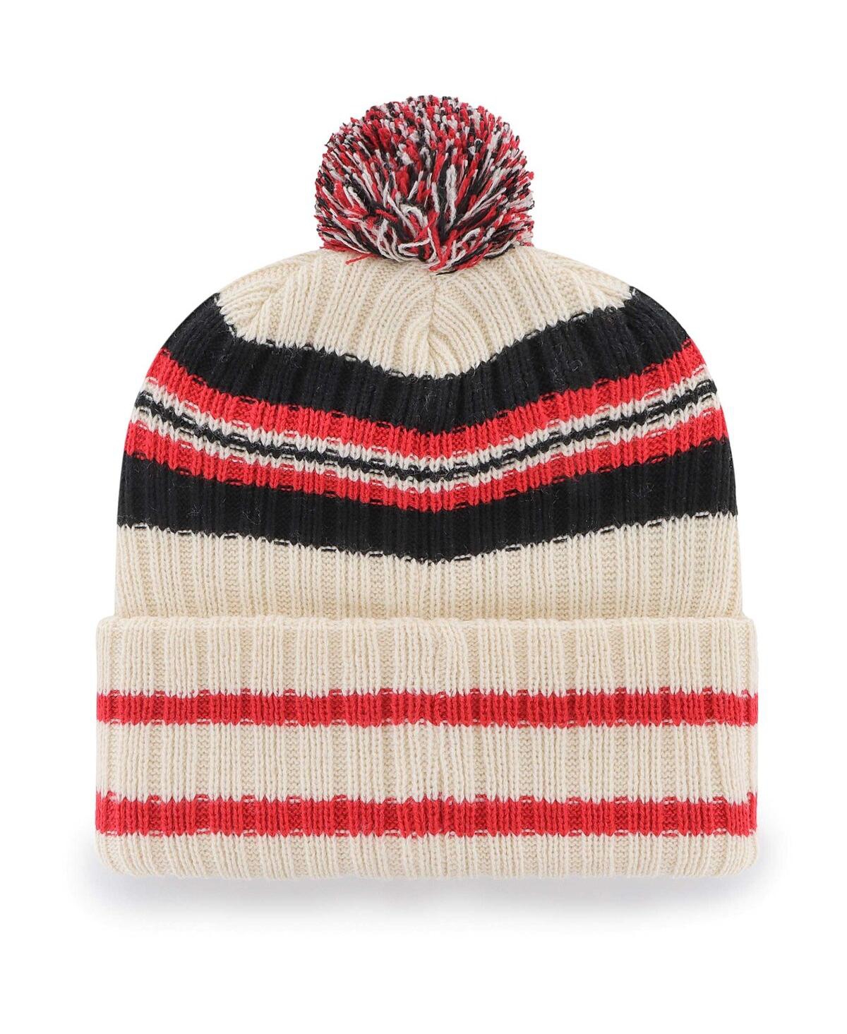 Men's '47 BrandToronto Raptors Hone Patch Cuffed Knit Hat with Pom - Cream