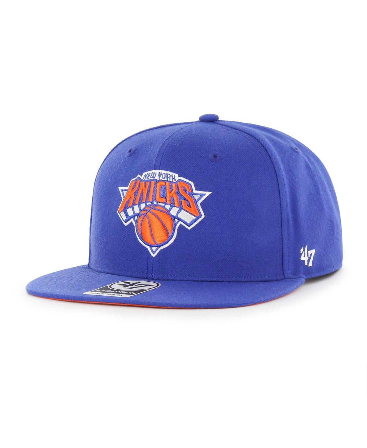 Men's '47 BrandNew York Knicks Sure Shot Captain Snapback Hat - Blue