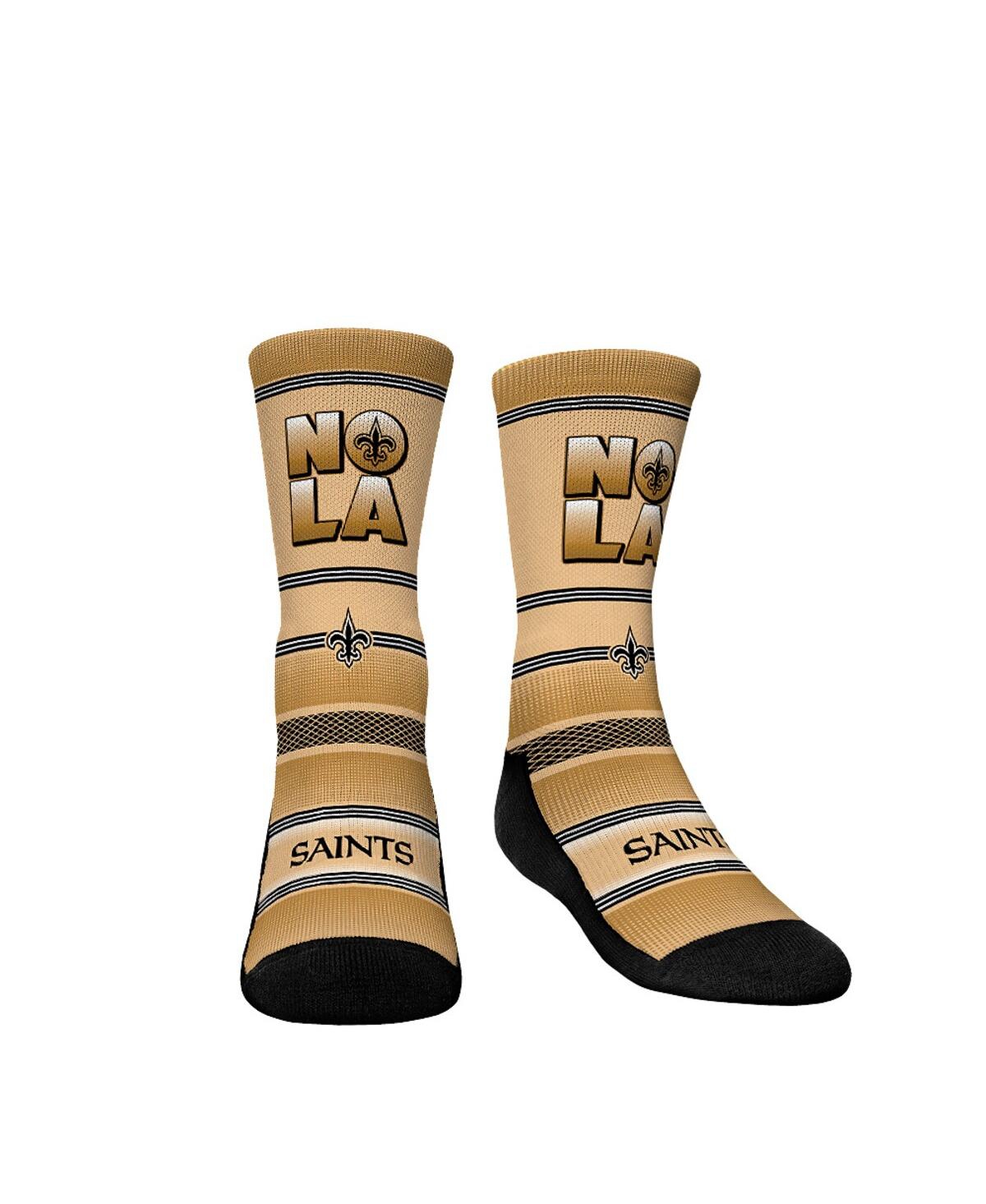 Rock 'em Kids' Youth Boys And Girls Rock Em Socks New Orleans Saints Team Slogan Crew Socks In Cream