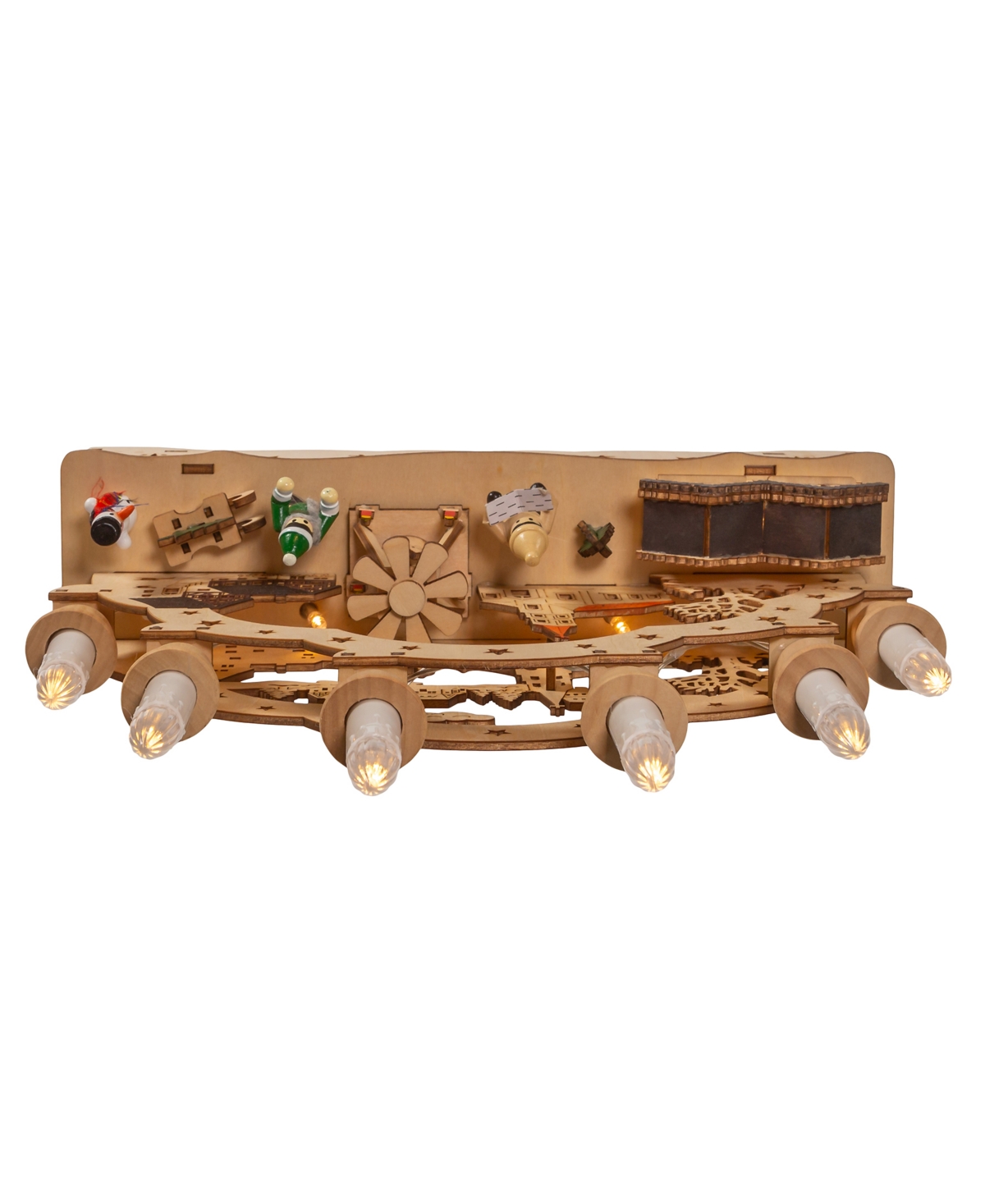 Kurt Adler 10.25" Wooden Led Light-up Musical And Motion Christmas Village In Clear