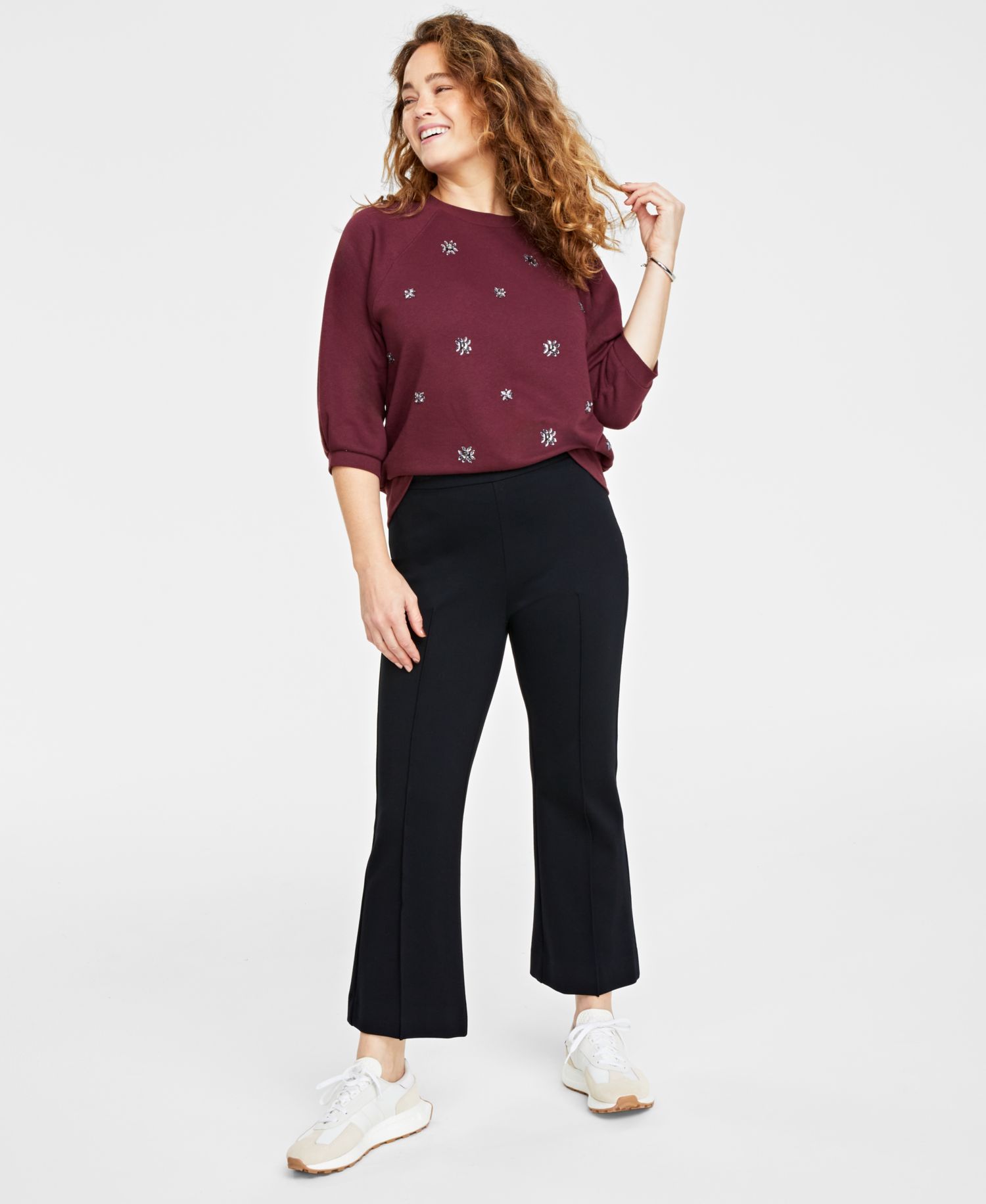 Women's Ponte Kick-Flare Ankle Pants, Regular and Short Lengths
