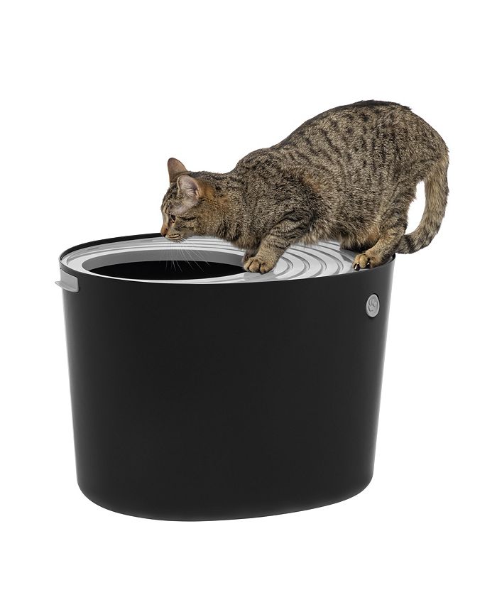 IRIS USA IRIS Top Entry Cat Litter Box, Black/Light Gray Macy's