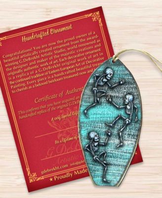 Holiday Wooden Ornaments Halloween Skeletons Surfboard Home Decor Set of 2 G. DeBrekht