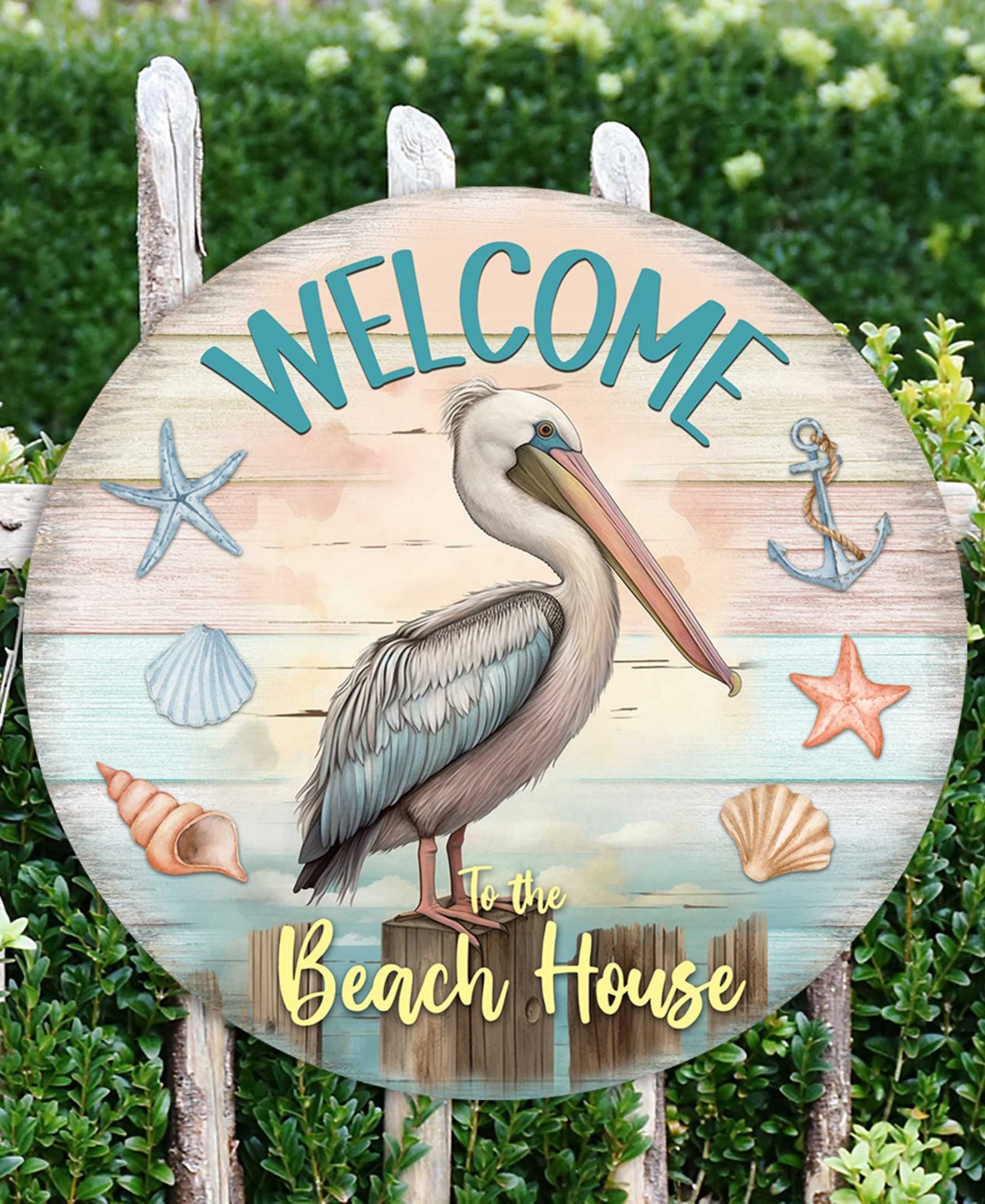 Shop Designocracy Holiday Wooden Door Decor Welcome Sign Pelican Welcome Sign G. Debrekht In Multi Color