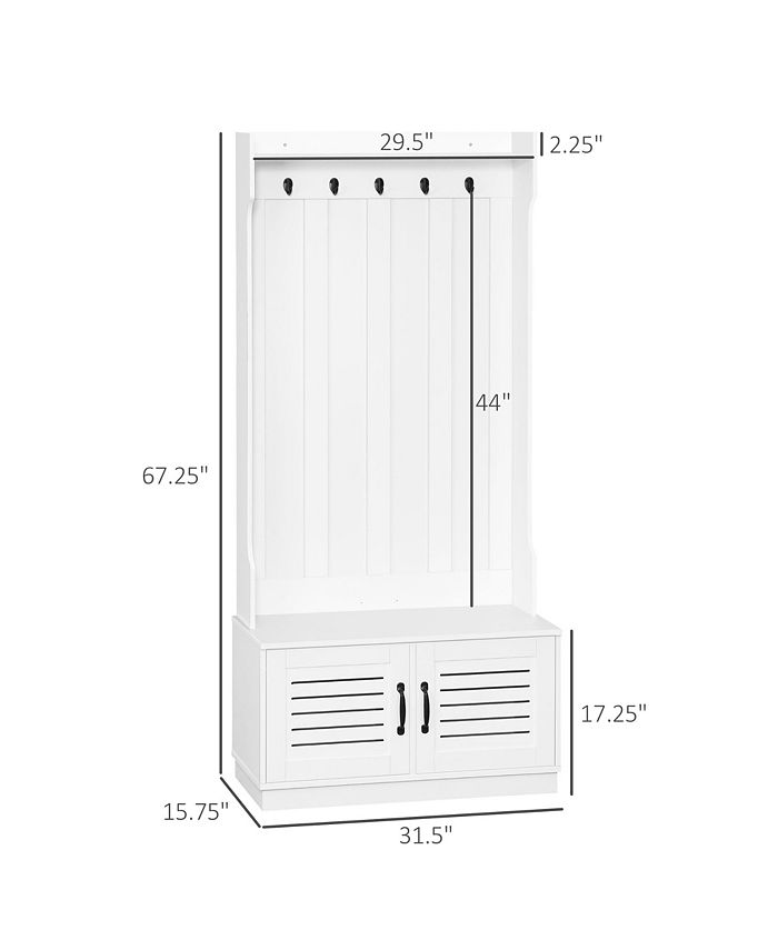 Modern Hall Tree, Entryway Coat Rack with Shoe Bench, 5 Hooks