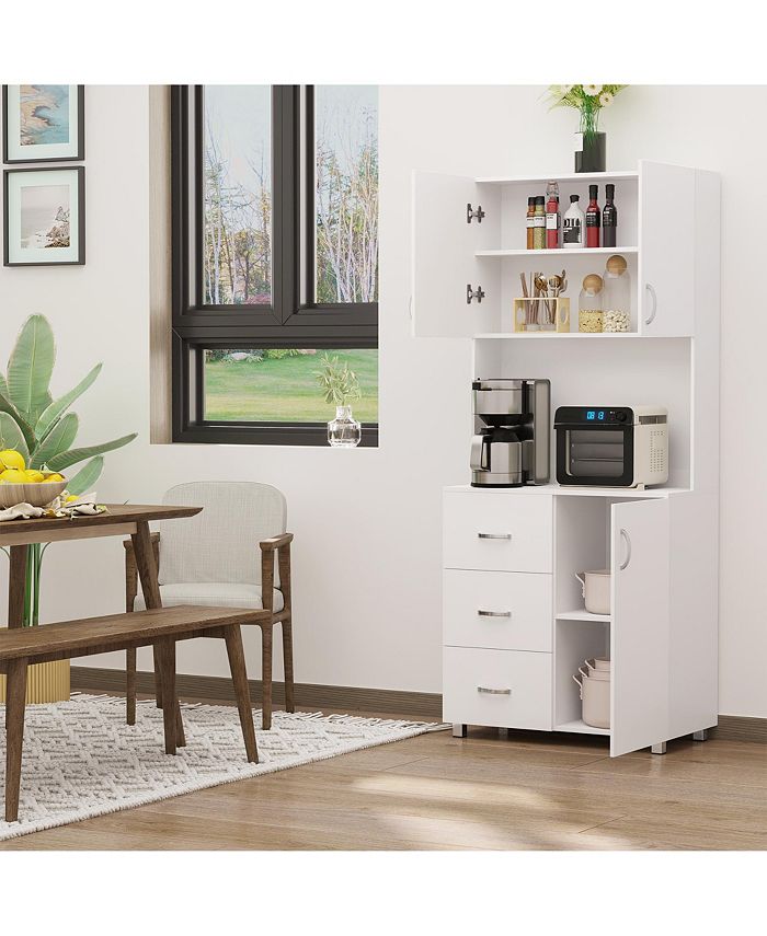 Freestanding Kitchen Pantry, Buffet with Hutch Storage Organizer
