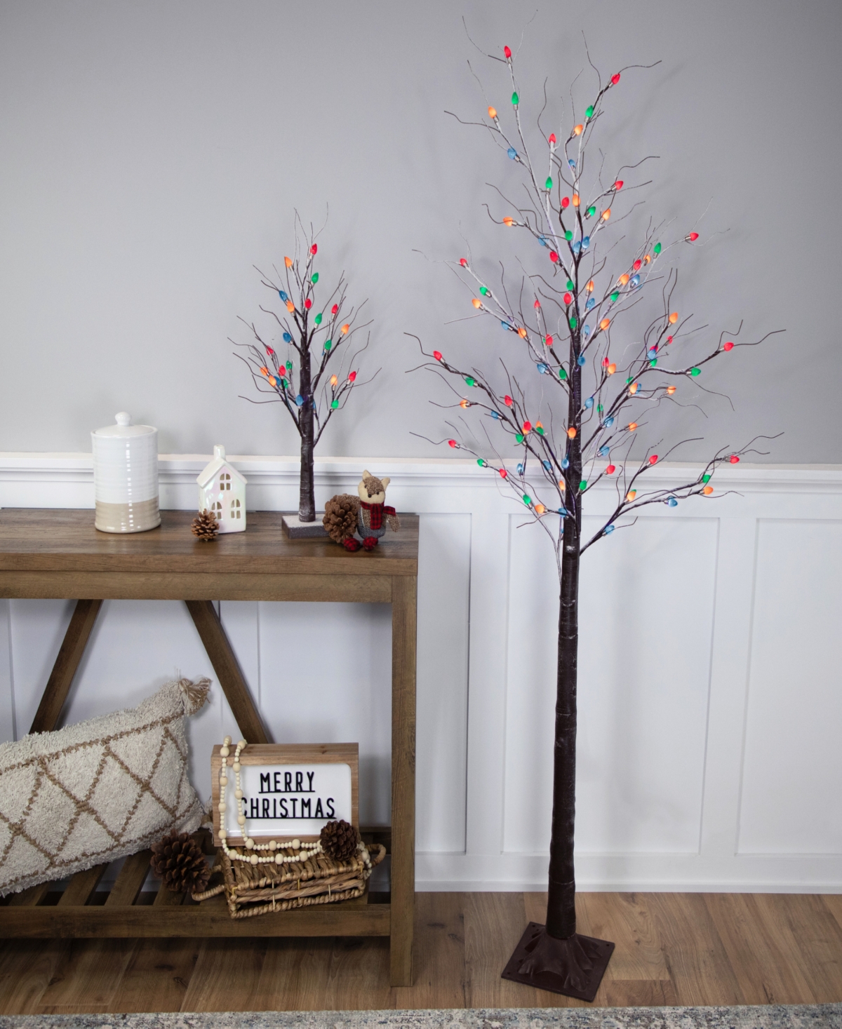 Northlight 6' Light Emitting Diode (led) Lighted Frosted Christmas Twig Tree Lights In Brown