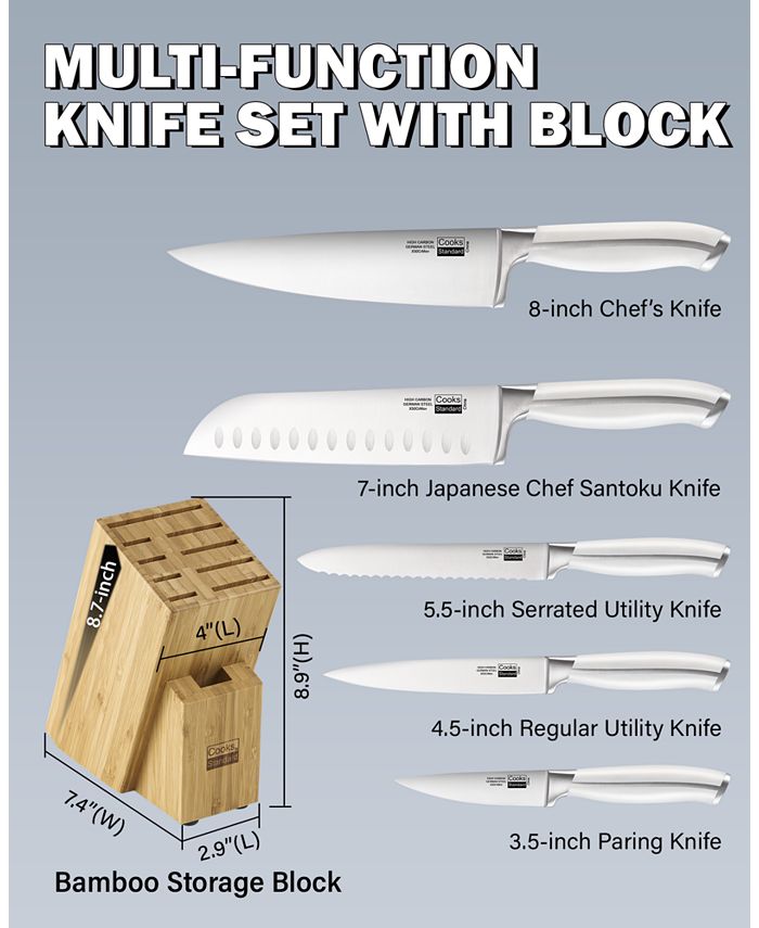 Cooks Standard Kitchen Knife Set with Block 6Piece, Stainless Steel