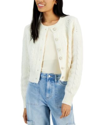 Sugar Moon - Juniors' NYC Alliance Jewel-Button Cardigan