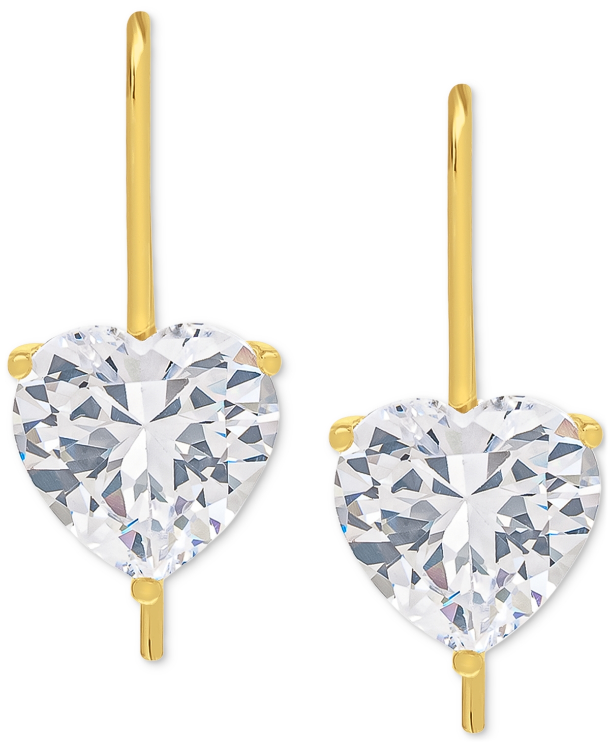 Lab-GrownHeart Drop Earrings (6-1/5 ct. t.w.) in 14k Gold-Plated Sterling Silver - White Sapphire